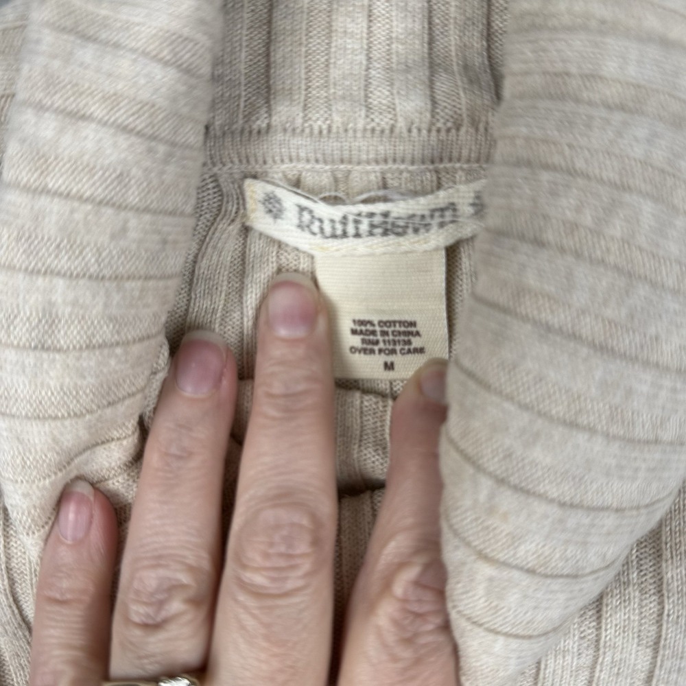 Ruff Hewn Turtleneck Sweater Womens M Cream Cotton Ribbed Classic Cozy‎ Preppy - Picture 6 of 6